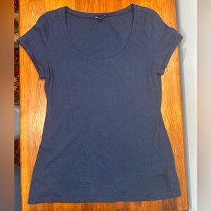 Gap Factory T-Shirt Tee Navy Blue Cuffed Short Sleeve Size M 100% Cotton Womens